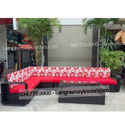 Sofa góc nhựa giả mây GN346