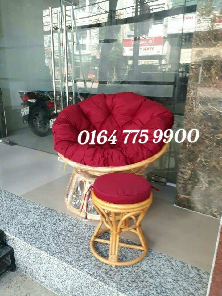 
								Ghế papasan vàng mây nệm đỏ GM204