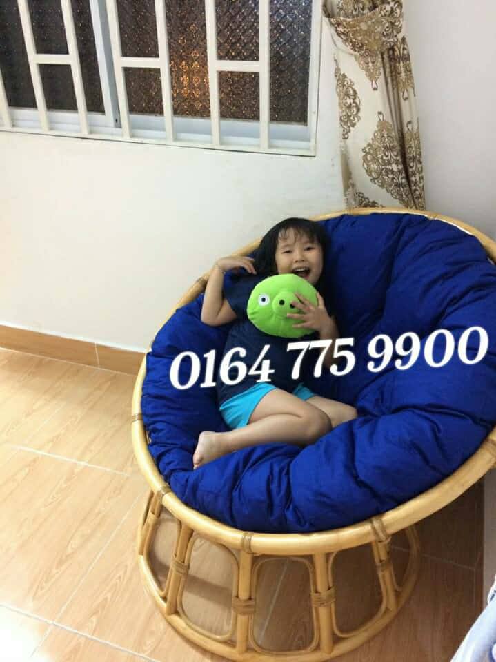 
								Ghế thư giãn papasan nệm xanh dương GM205