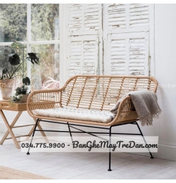 Sofa dài 2 chỗ ngồi nhựa giả mây GN436