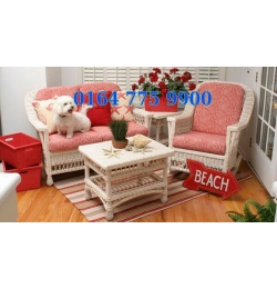 Sofa mây sơn PU trắng GM125