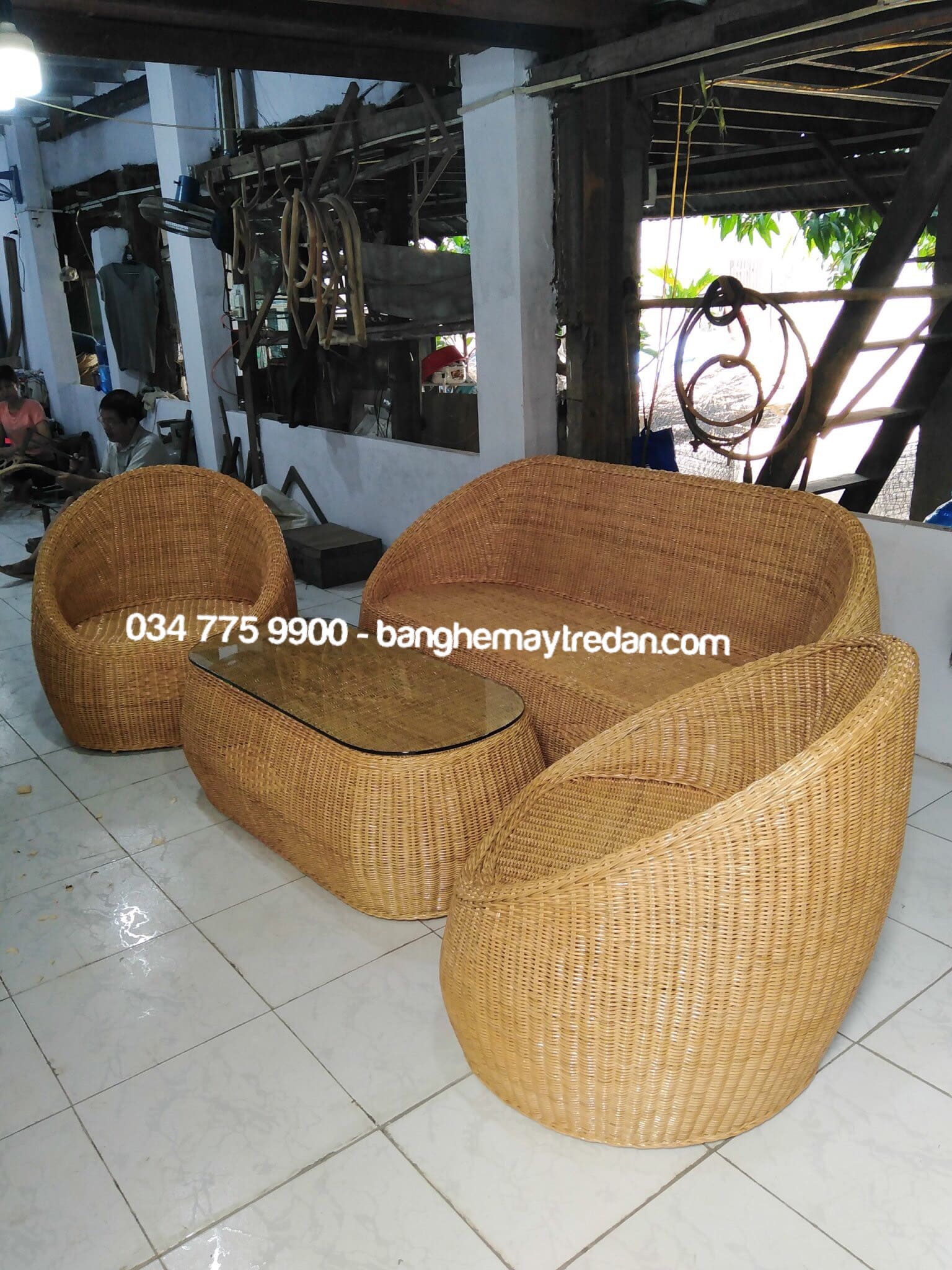 
								Sofa mây tự nhiên hình trứng GM414